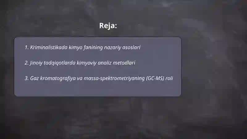 Kriminalistikada kimyo fanining nazariy asoslari 2