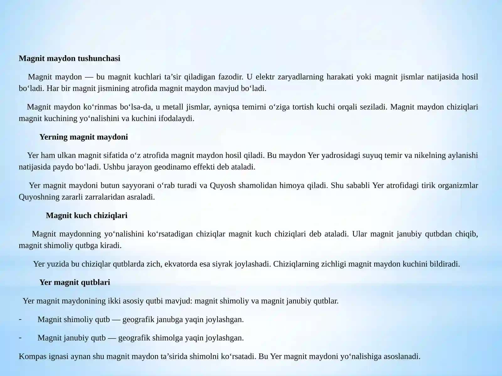 YERNINIG MAGNIT MAYDONI. MAGNIT MAYDON XAQIDA TUSHUNCHA VA UNING MOHIYATI 2