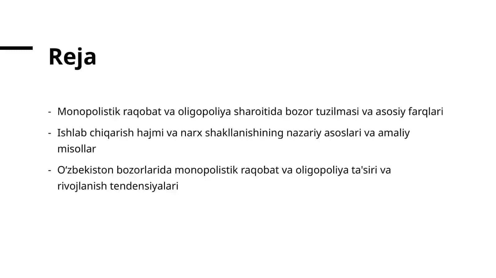 Monopolistik raqobat va oligapoliya sharoitida ishlab chiqarish hajmi va narxning shakllanishi 2