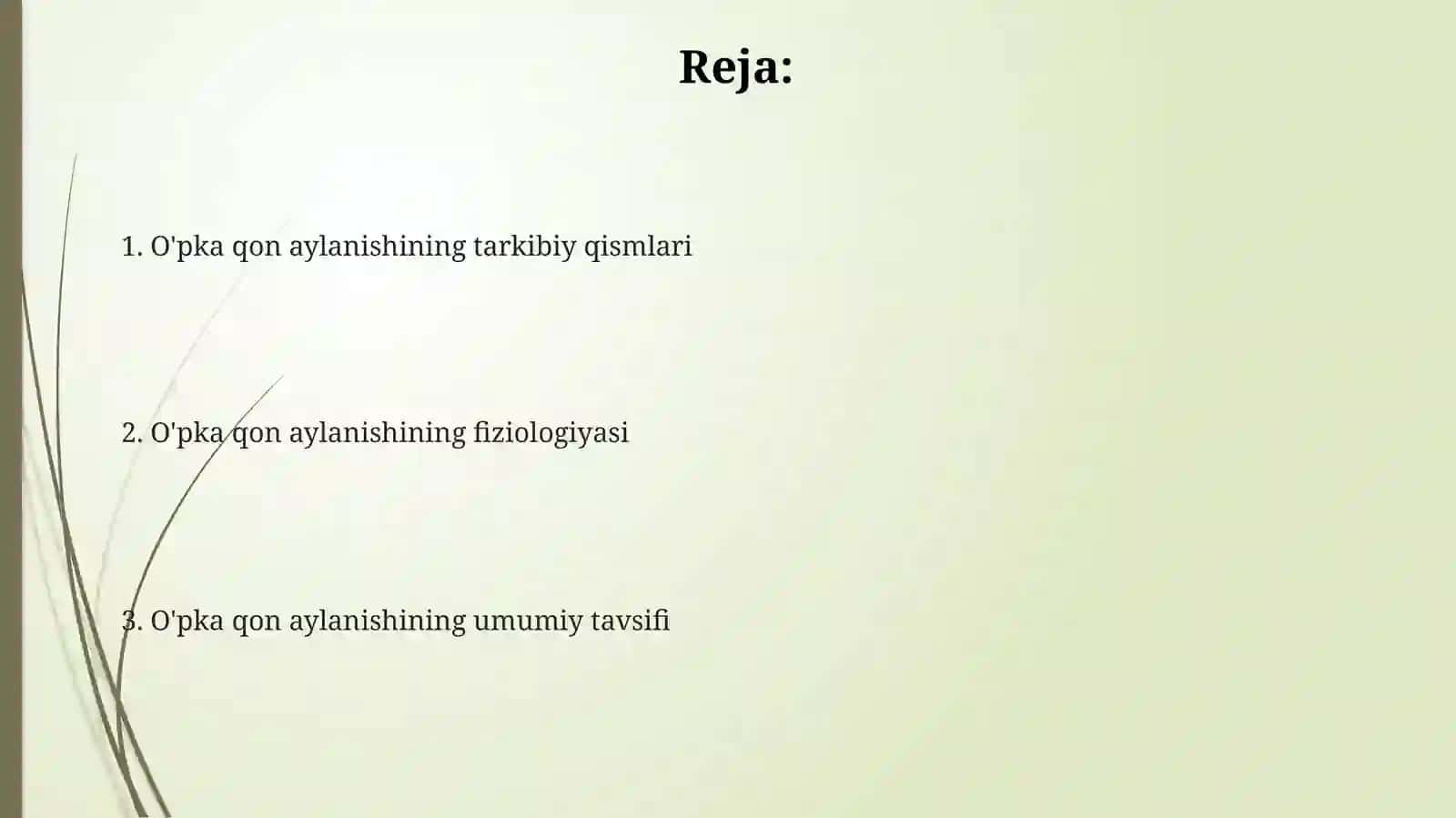 O'pka qon aylanishining umumiy tavsifi 2