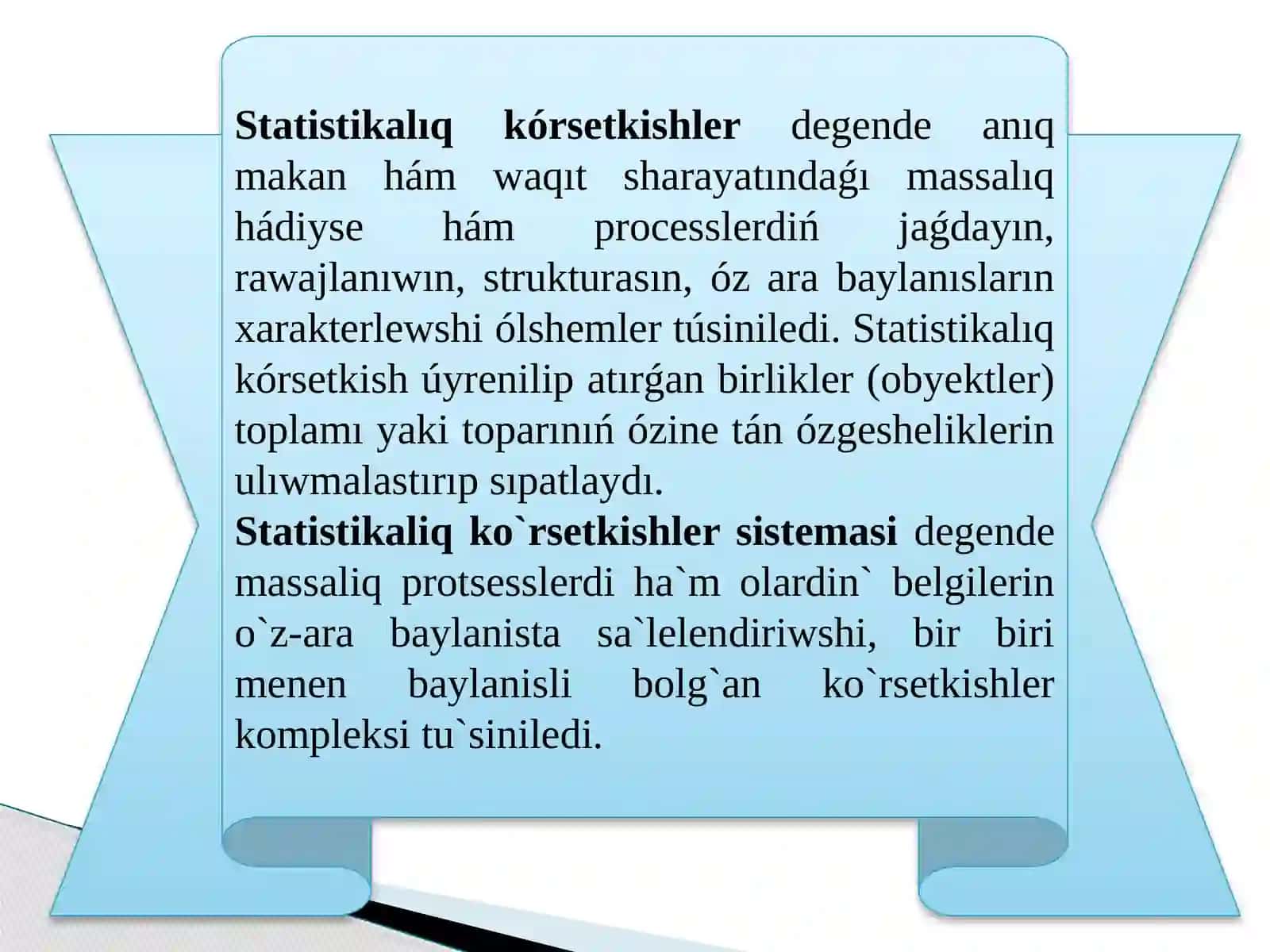 STATISTIKALIQ KO`RSETKISHLERREJE 2