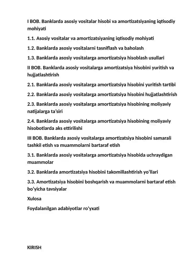 Banklarda asosiy vositalarga amortizatsiya hisoblash va uning hisobi 2