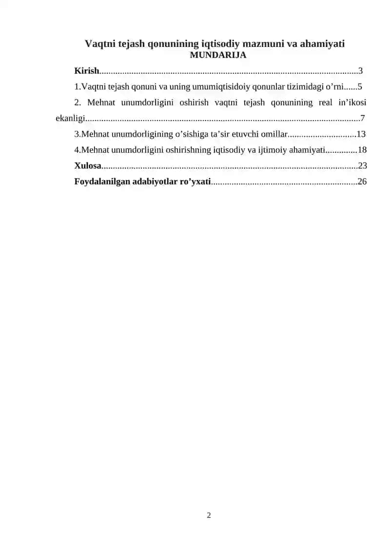 Vaqtni tejash qonunining iqtisodiy mazmuni va ahamiyati 2