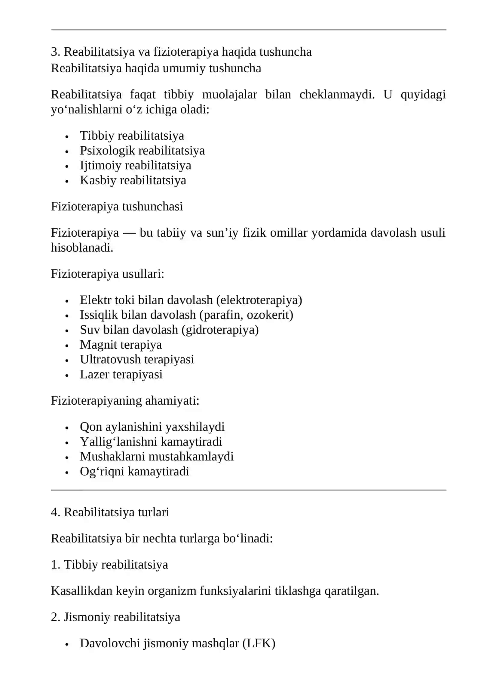 Reabilitatsiya fani, uning maqsad va vazifalari 2