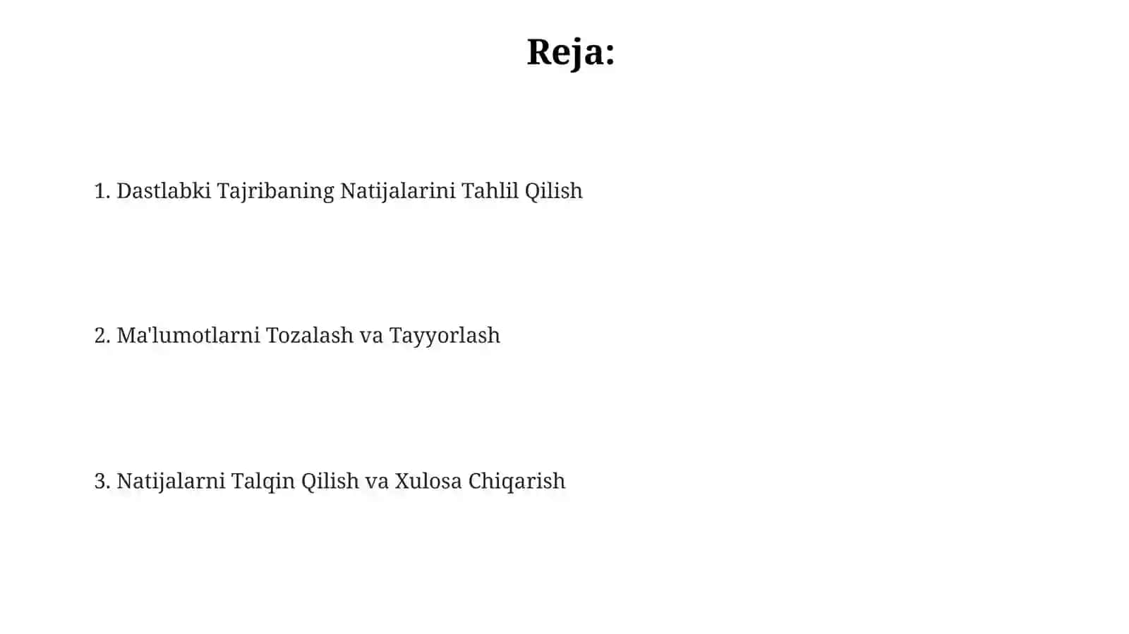 Dastlabki Tajribaning Natijalarini Tahlil Qilish 2