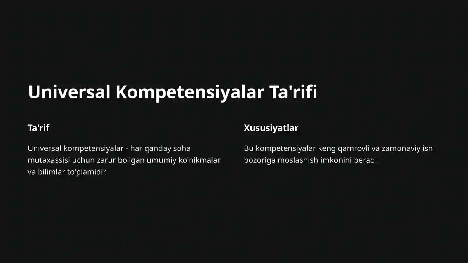 Universal Kompetensiyalar Ta'rifi 2