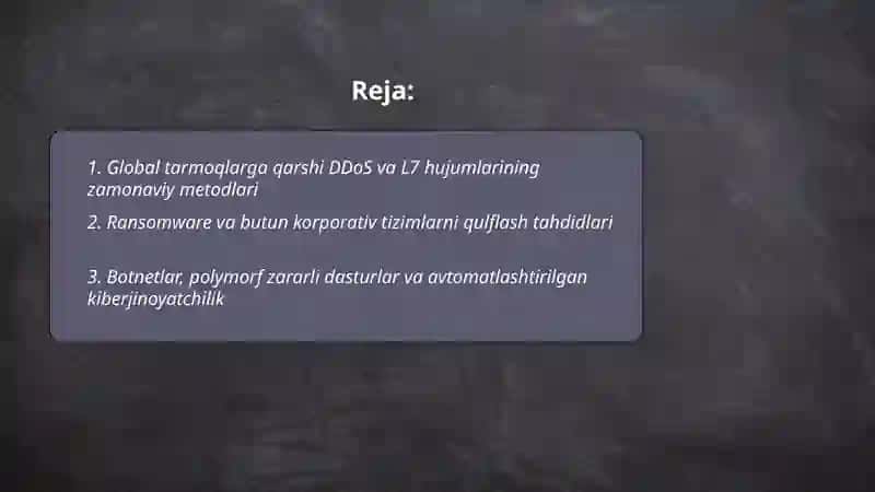 Global tarmoqlarning zamonaviy iskanjalari 2