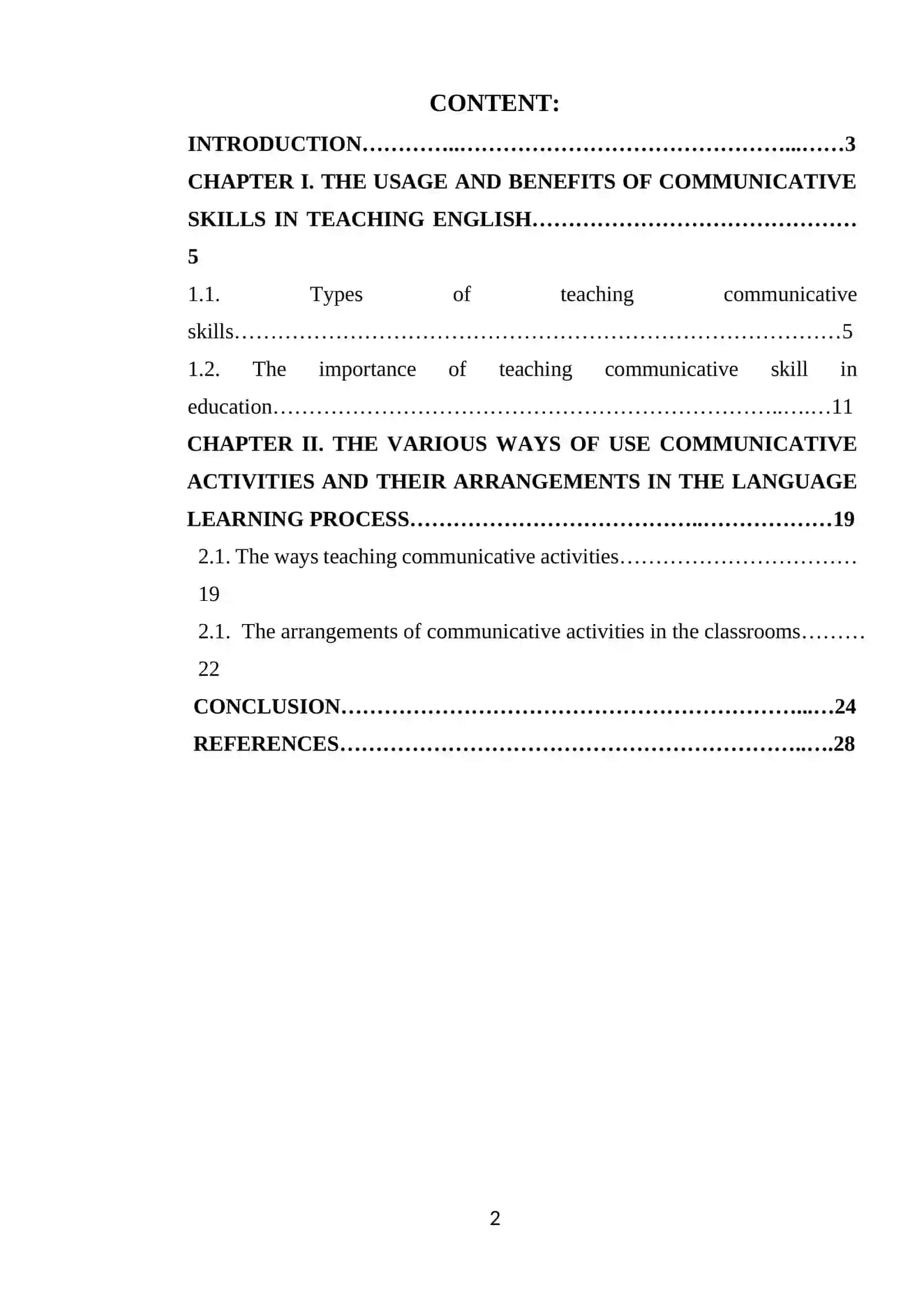 Course Paper: Types of communicative activities and their arrangement 2