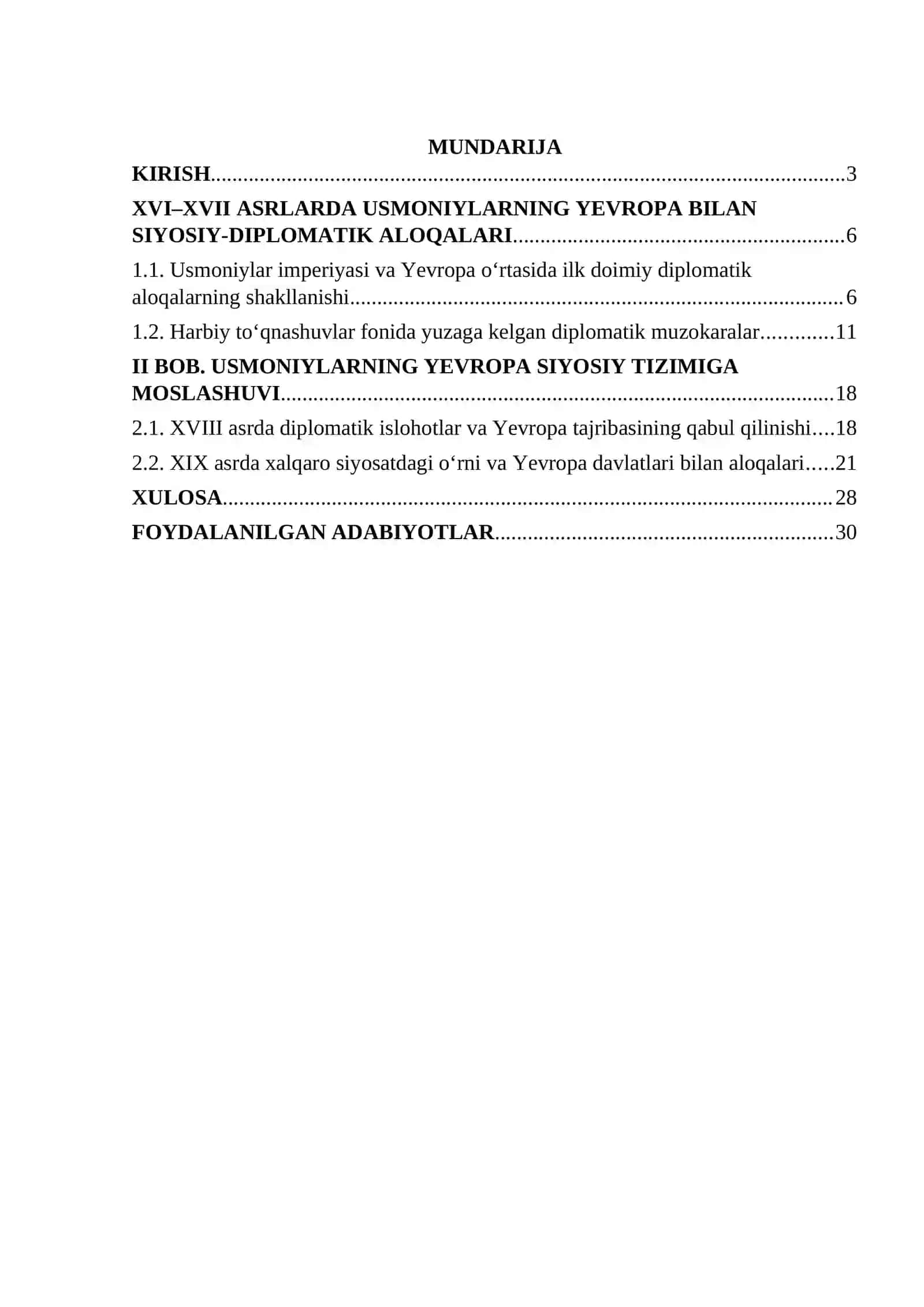Usmoniylar imperiyasining Yevropa davlatlari bilandiplomatik munosabatlari (XVI-XIX asrlar) 2