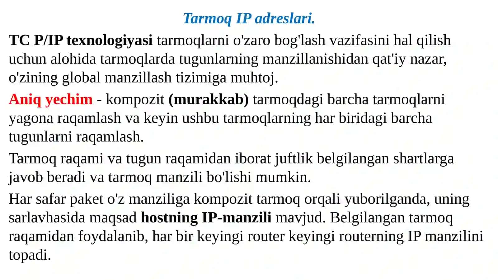 Zamonaviy kompyuter tarmoqlari. IPV6ga kirish 2