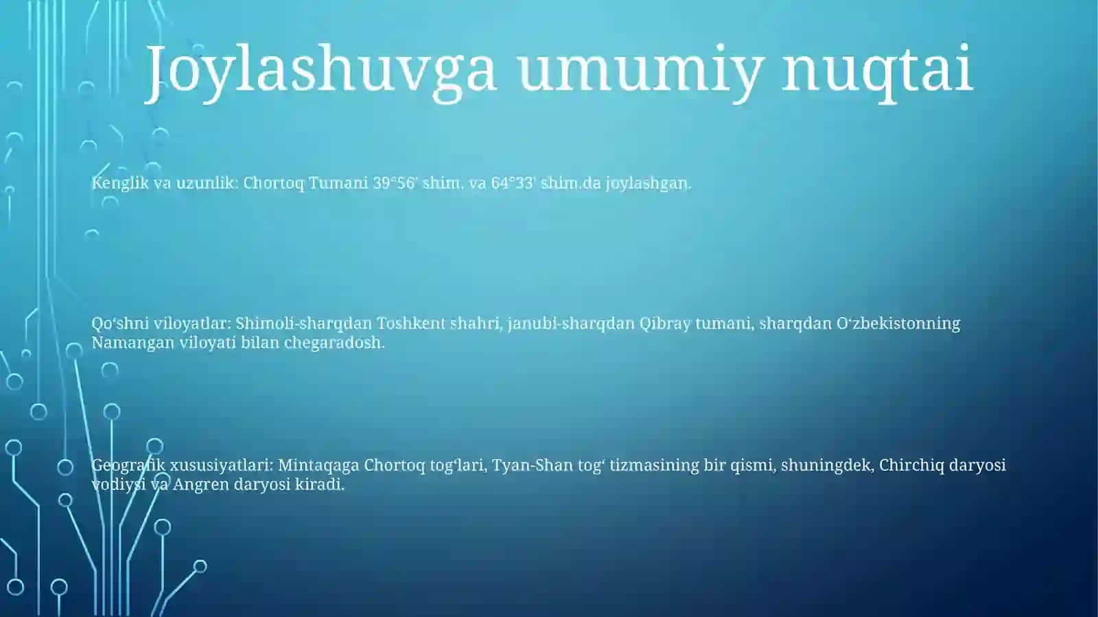 Chortoq Tumanining Joylashuvi 2