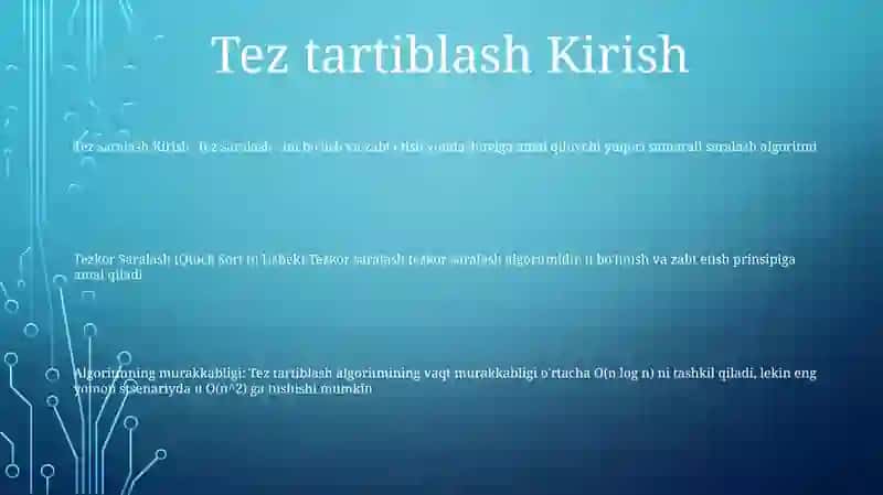 Tezkor Saralash(Quick Sort, Algaritm Bajarilishi, Algaritimning Murakkabligi,Algaritimning Kamchiligi 2