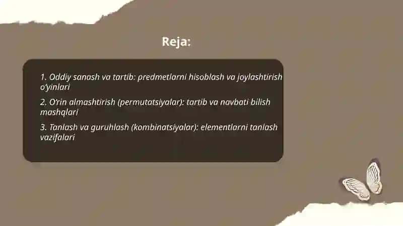 Boshlangʻich taʼlimda kombinatorika elementlariga oid sinfdan tashqari mashgʻulotlar 2