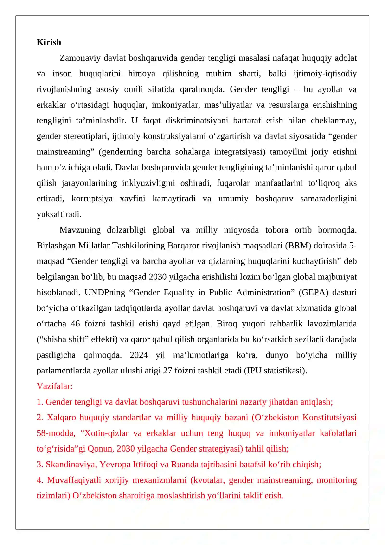 Davlat boshqaruvida gender tengligi 2