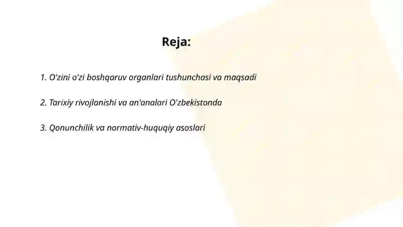 O'zbekistonda o'zini o'zi boshqaruv organlari 2