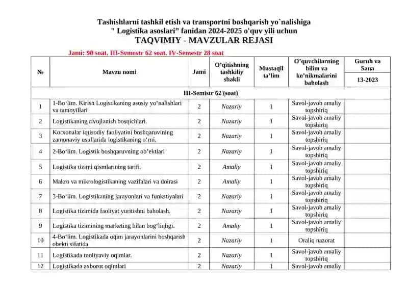 Logistika asoslari 2