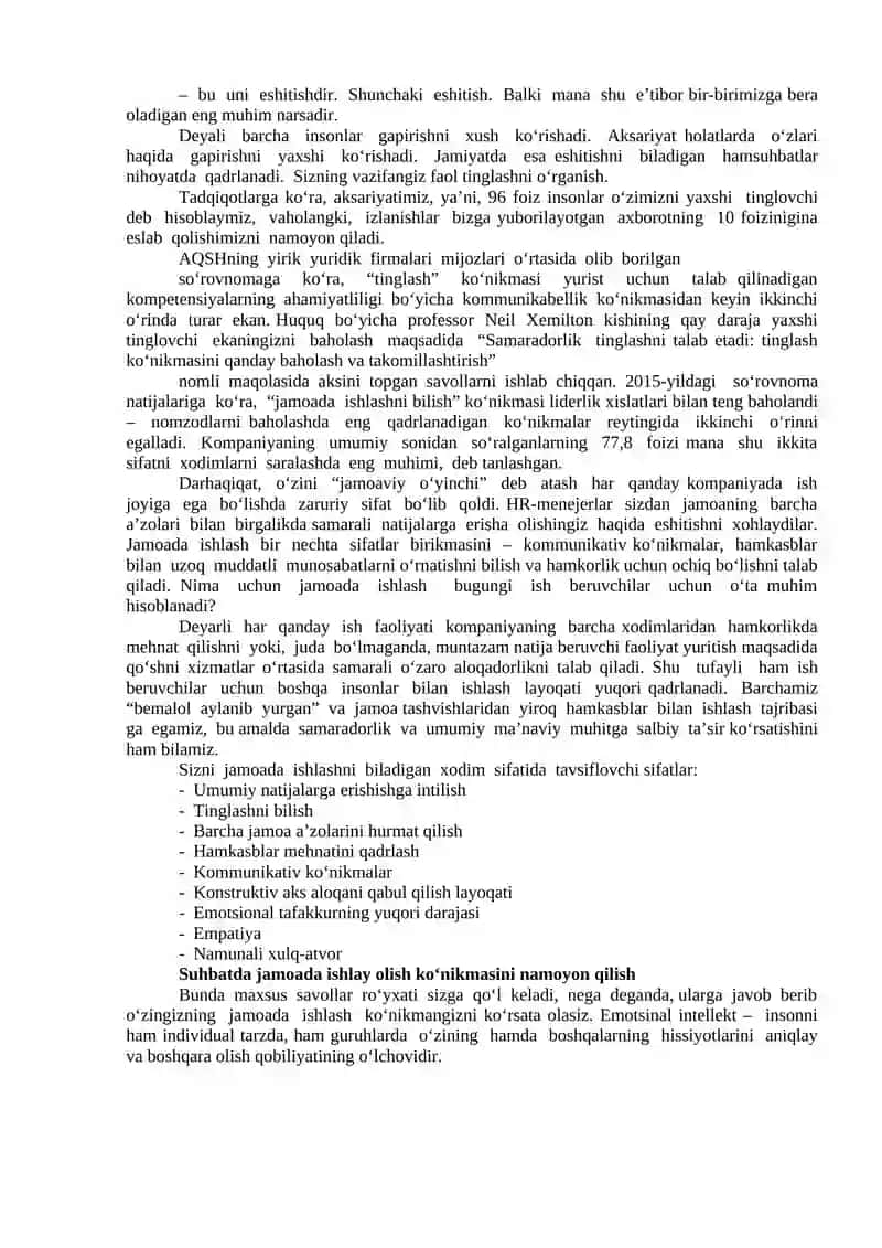 Hamkorlar va mijozlarda yaxshi taassurot hosil qilish usul va talablari 2