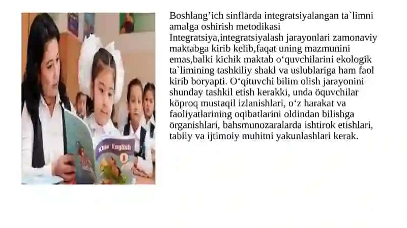 4-MAVZU:BOSHLANG'ICH SINF TEXNALOGIYA DARSLARIDA INTEGRATSIYALASHGAN TA'LIMDAN FOYDALANISHNING METODIK XUSUSIYATLARI 2