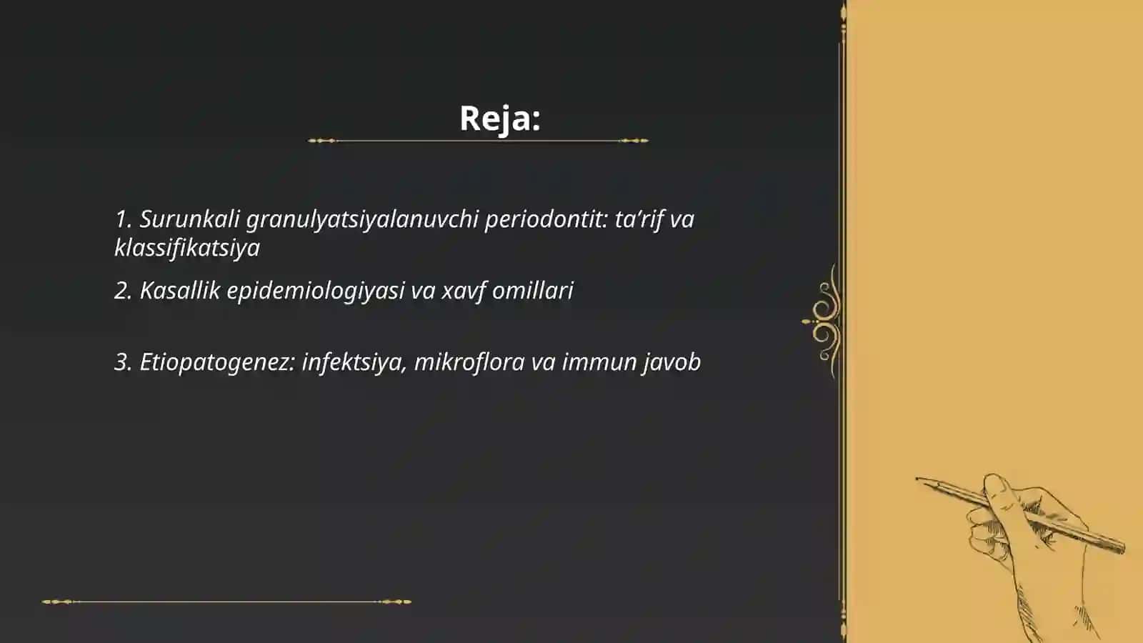Surunkali granulyatsiyalanuvchi periodontit. Klinika. Tashxislash va qiyosiy tashxislash 2