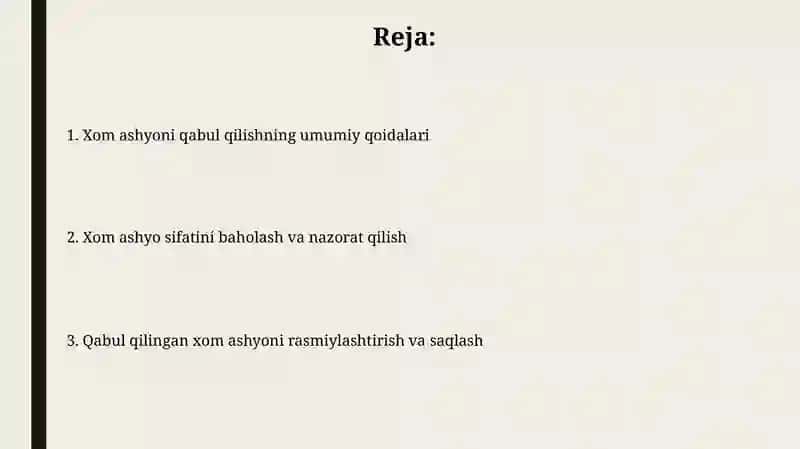 Mevasabzavotlarni qayta ishlovchi korxonasi xomashyolari qabul qilish 2
