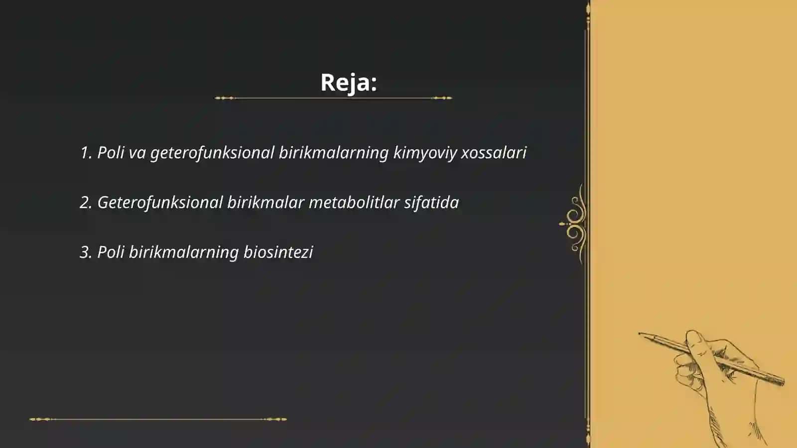 Poli va geterofunksional birikmalar metabolitlar va dorivor moddalar sifatida 2