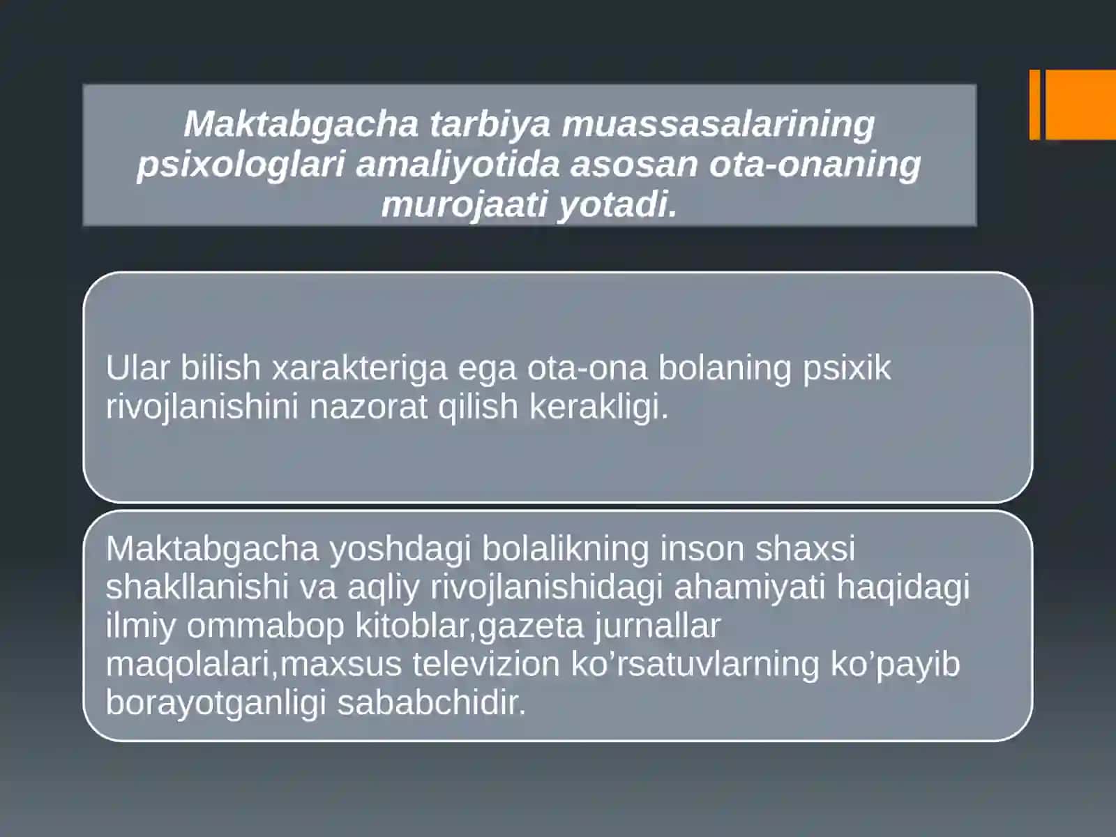 Maktabgacha tarbiya muassasasidagi psixolog ishi 2