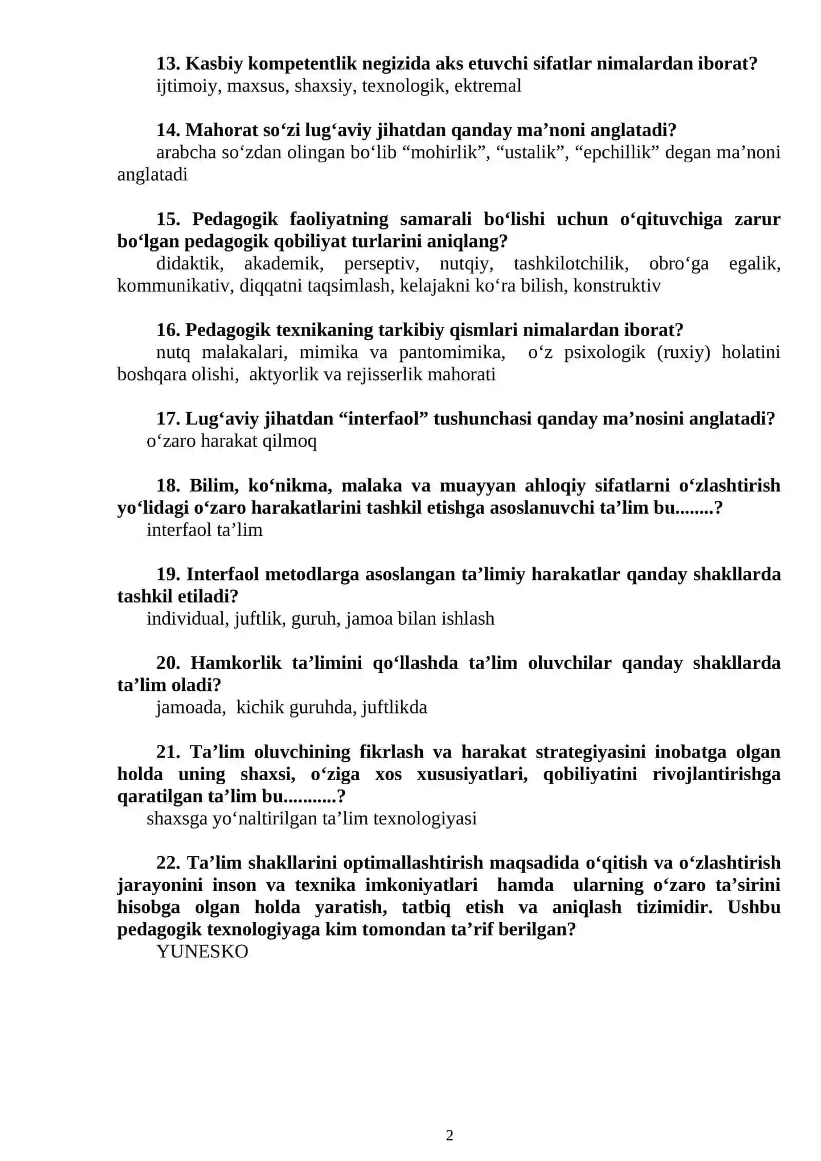 1.2 va 1.6. modullari bо‘yicha tuzilgan test savollari 2
