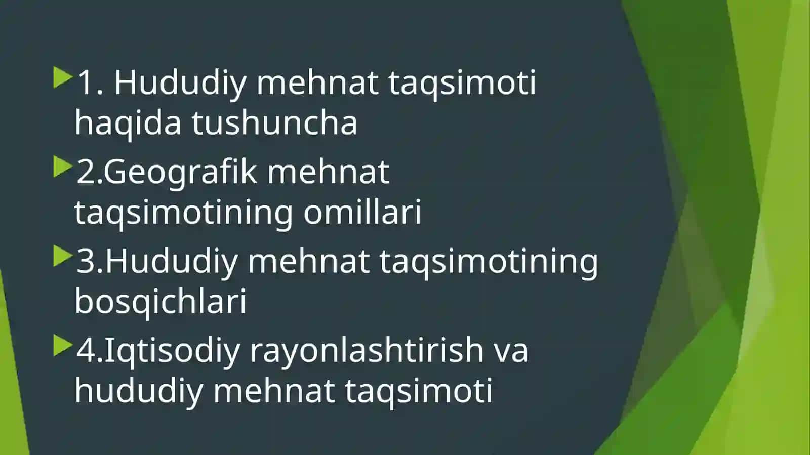 HUDUDIY MEHNAT TAQSIMOTI VA ISHLAB CHIQARISHINI JOYLASHTIRISH 2
