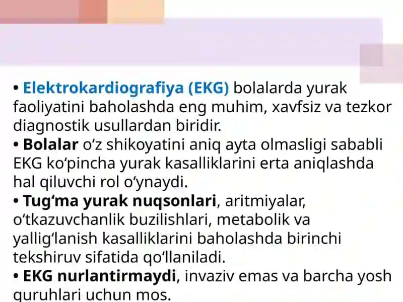 EKG O’tkazishga ko'rsatmalar 2