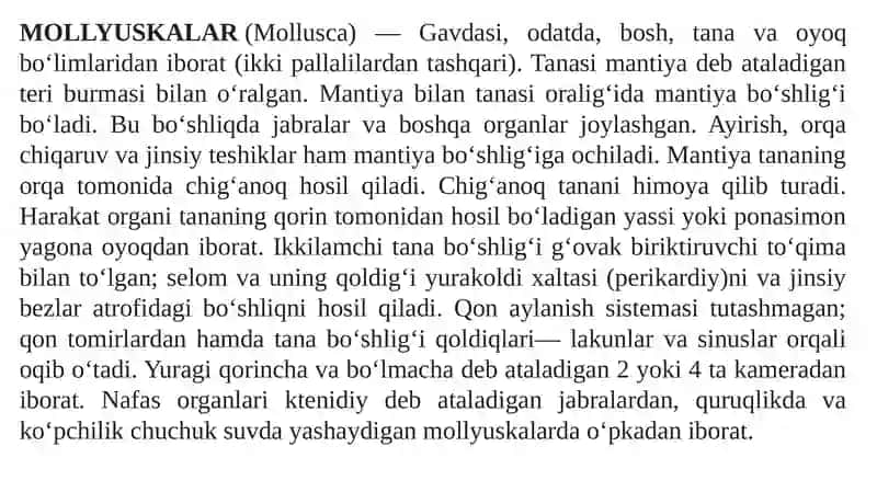 M O LLY U S K A L A R (MOLLUSKA) T I P I 2
