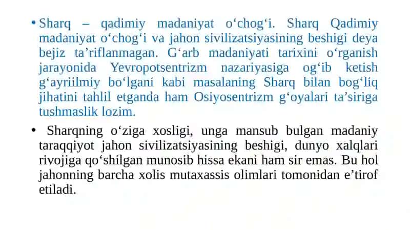 FALSAFIY TAFAKKUR TARAQQIYOTI BOSQICHLARI:SHARQFALSAFASI 2