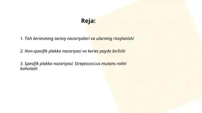 Tish keriesining kelib chiqishi va rivojlanish nazariyasi 2