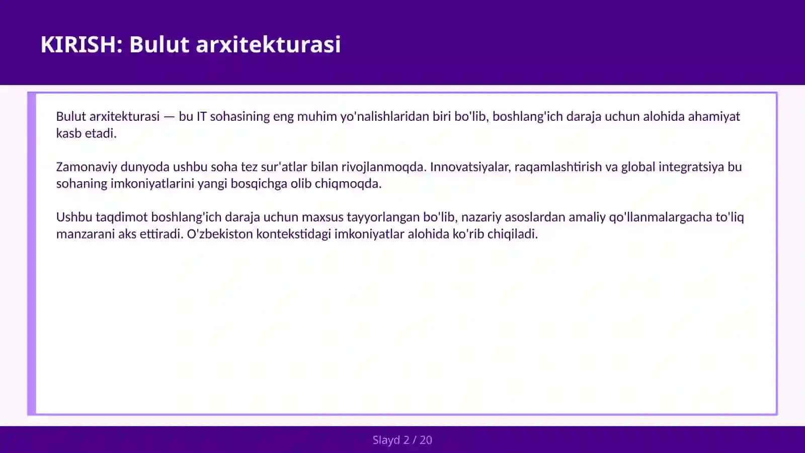 BULUT ARXITEKTURASI 2