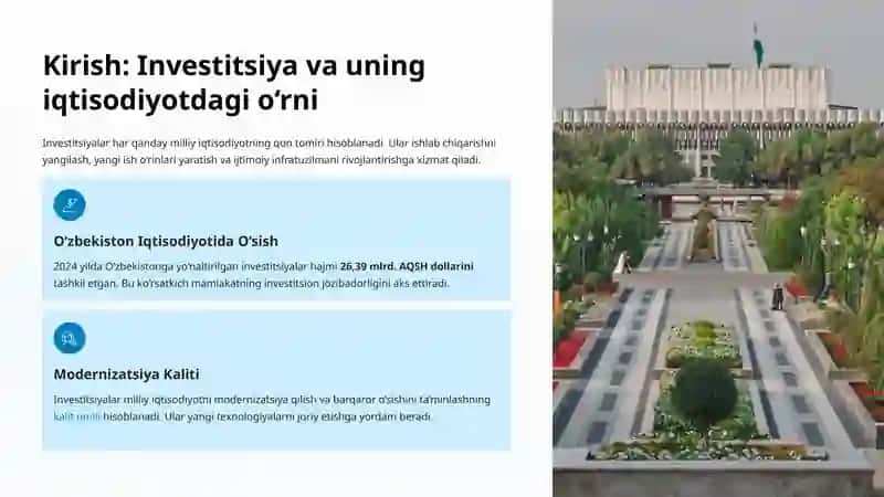Investitsion loyihani boshqarish asoslari va konsepsiyasi 2
