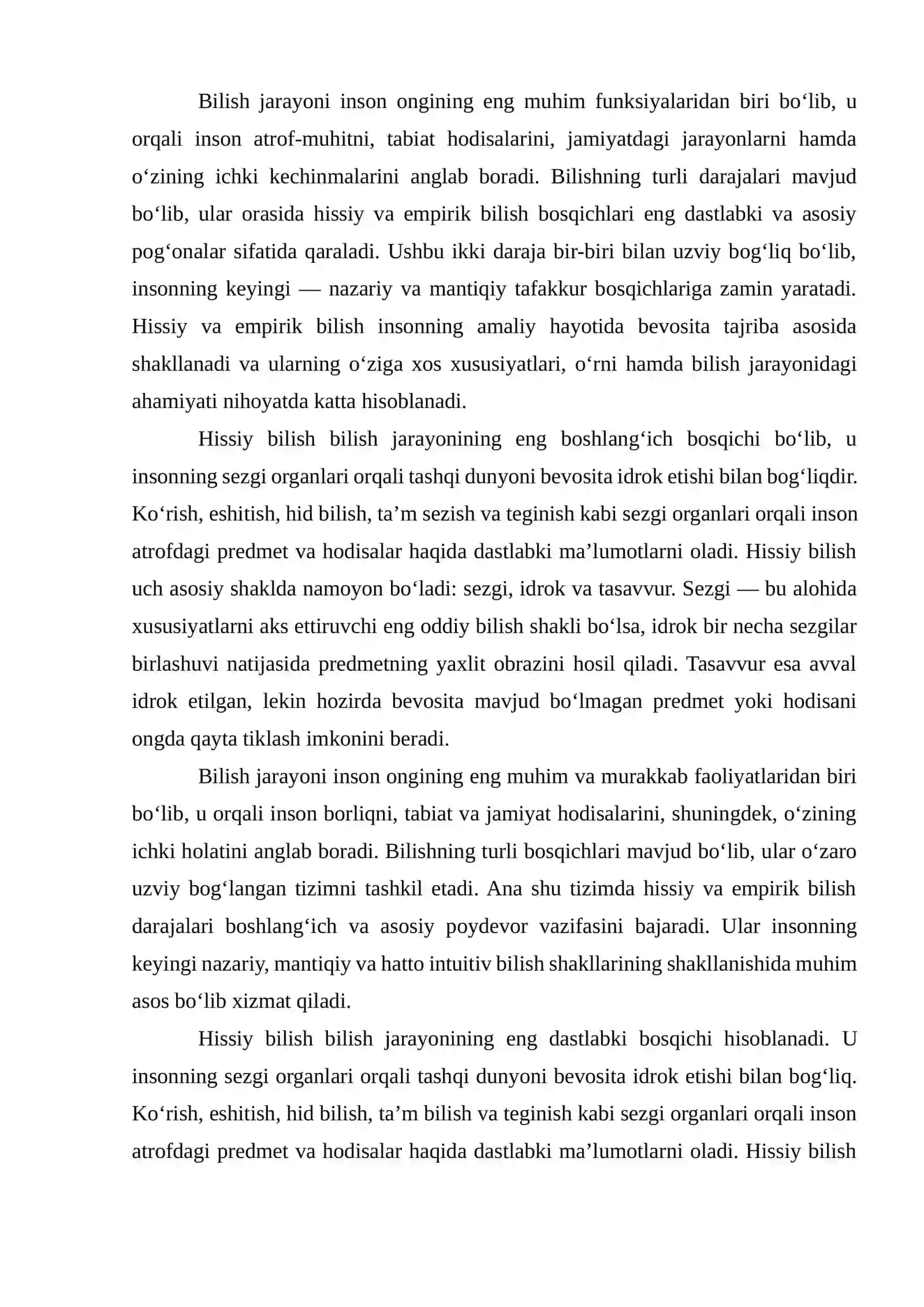 Hissiy, empirik, nazariy, mantiqiy va intuitiv bilish darajalarining o‘zaro aloqasi va farqi 2
