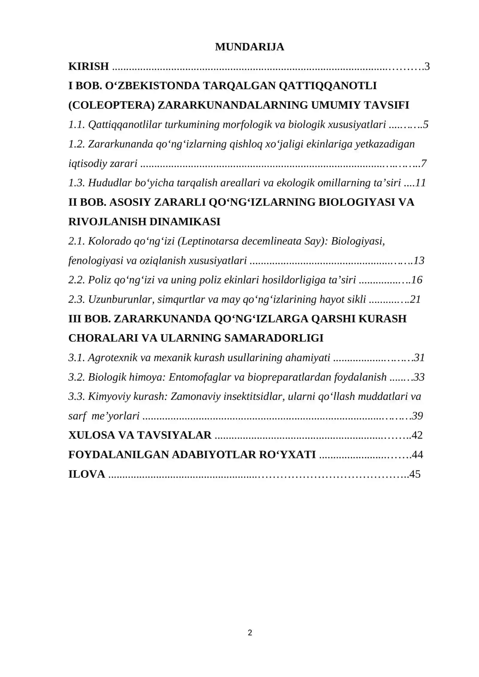 O’ZBEKISTONDA TARQALGAN ZARARLI QO’NG’IZLAR VA ULARGA QARSHI KURASH CHORALARI 2