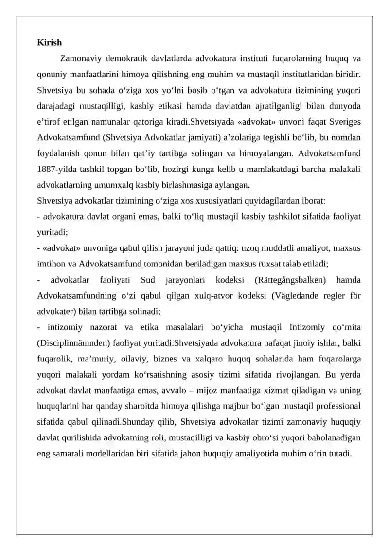 Shvetsiyada advokatura instituti 2