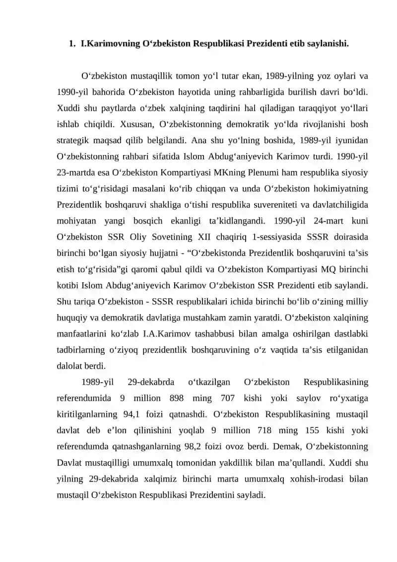 I.Karimovning O‘zbekiston Respublikasi Prezidenti 2