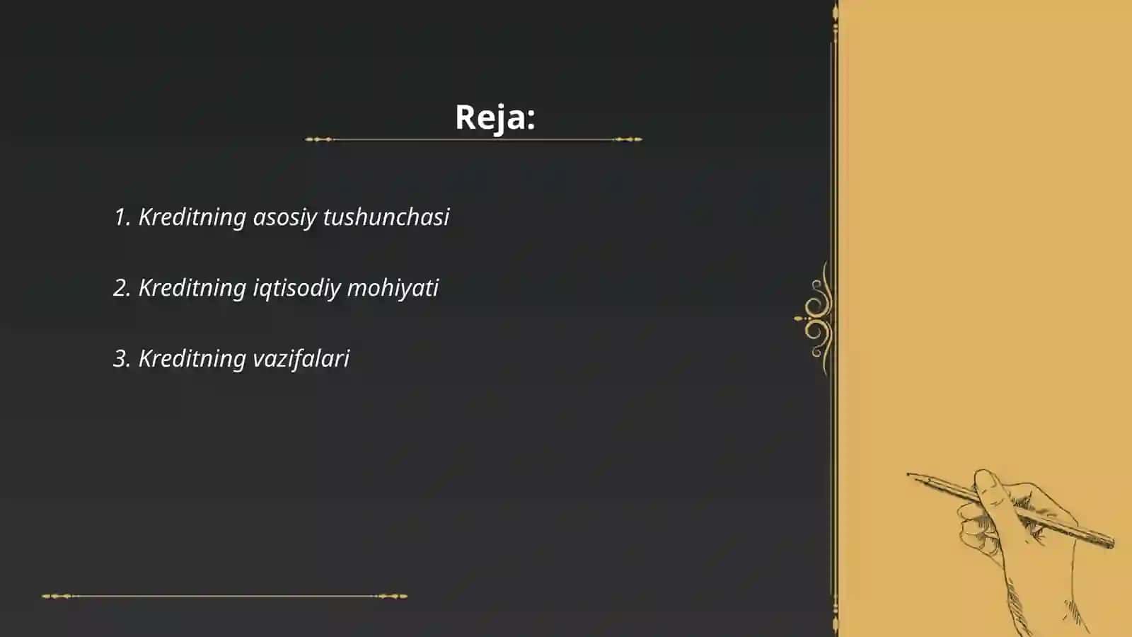 Kreditning mohiyati, manbalari va vazifalari 2