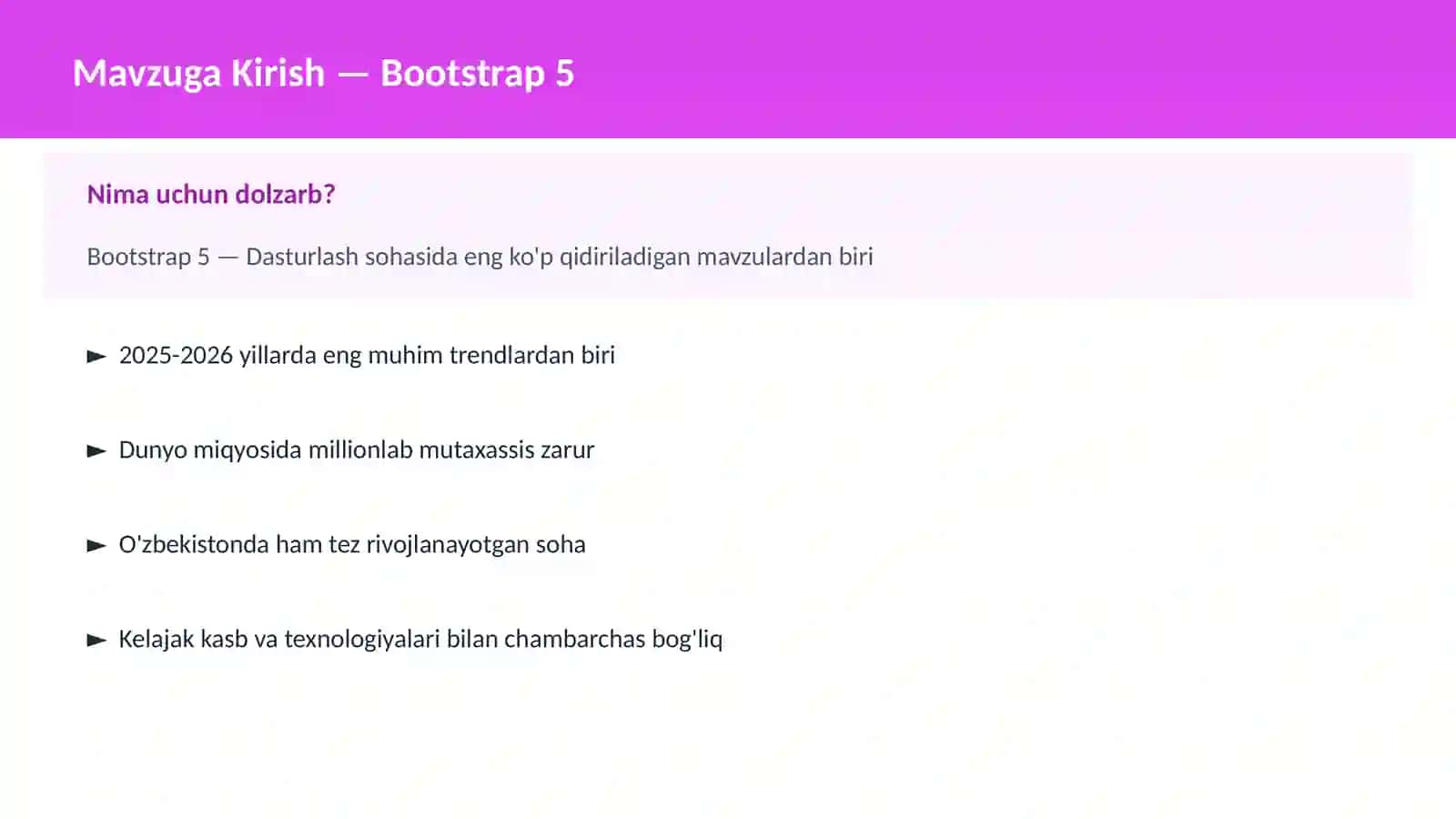 DASTURLASH | JAVASCRIPT VA WEB 2
