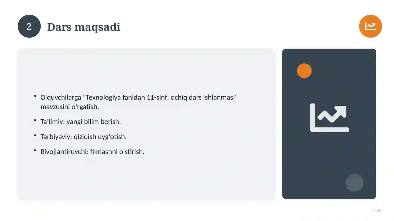 Texnologiya fanidan 11-sinf: ochiq dars ishlanmasi 2