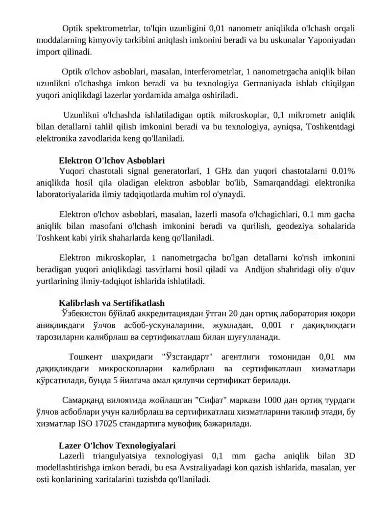 Yuqori aniqlikda ishlaydigan olchov vositalari 2