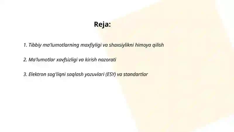 Tibbiy axborotlarni boshqarishning xususiyatlari 2
