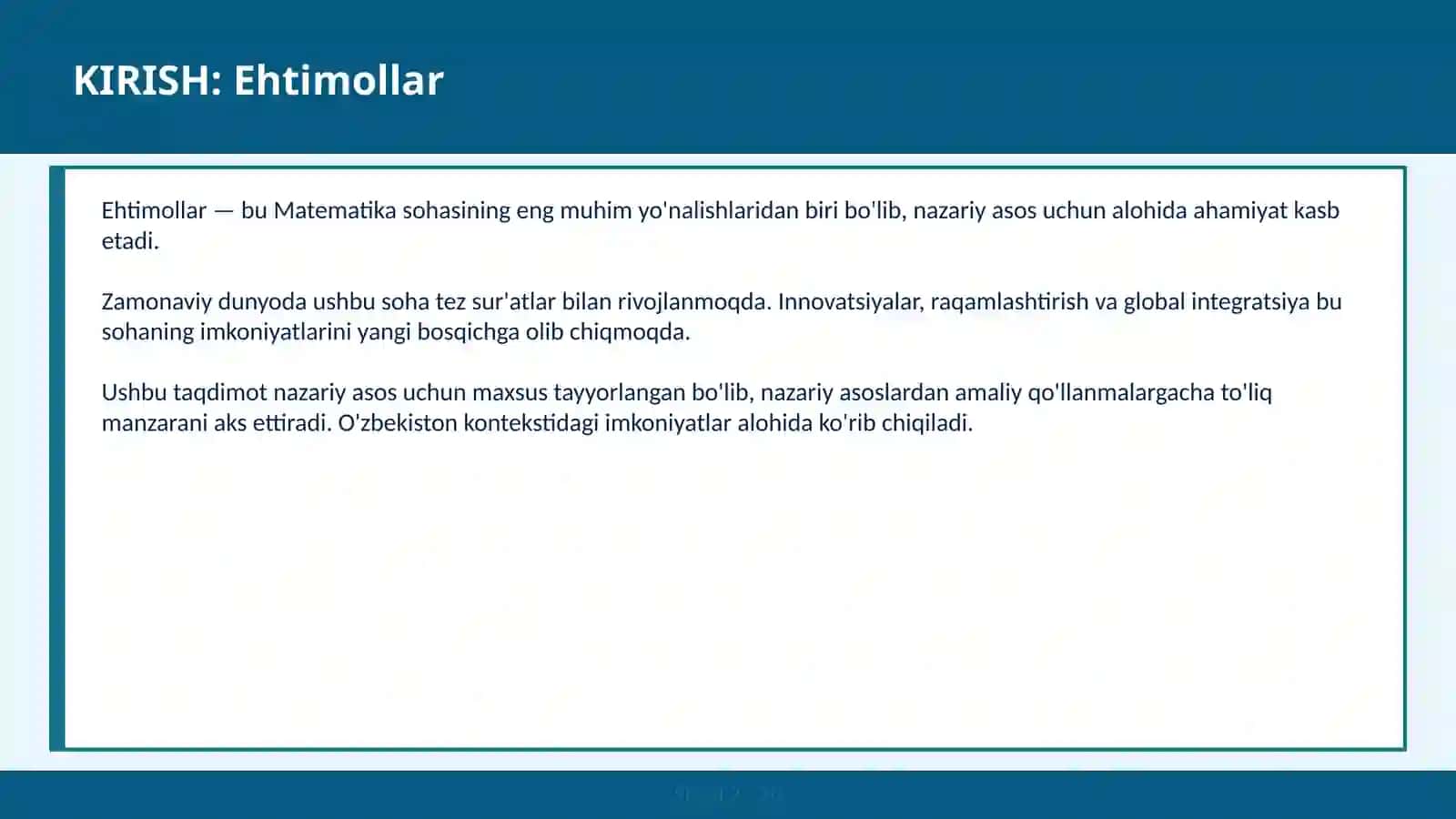 Ehtimollar 2