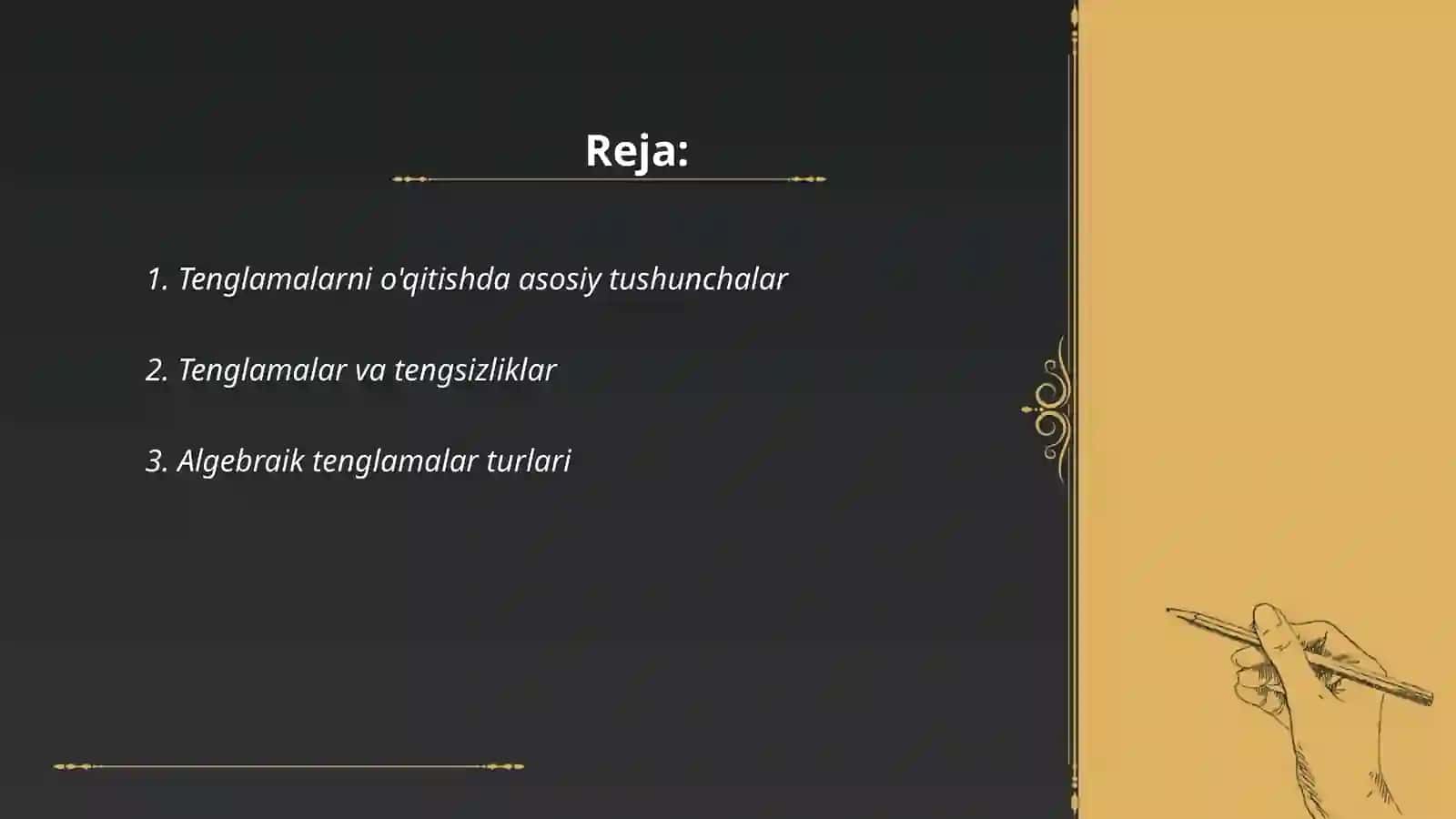 Umumiy oʻrta taʼlim maktab, Akademik litsey va Kasb hunar kollejlarida tenglamalarni oʻqitish metodikasi 2