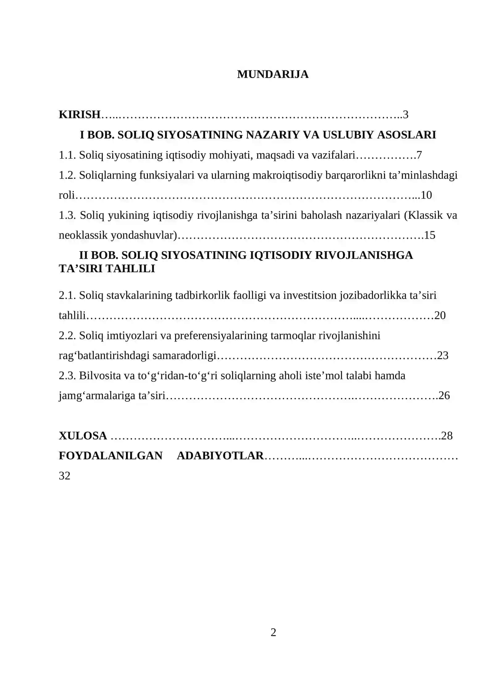 Soliq siyosatining iqtisodiy rivojlanishga ta’siri 2