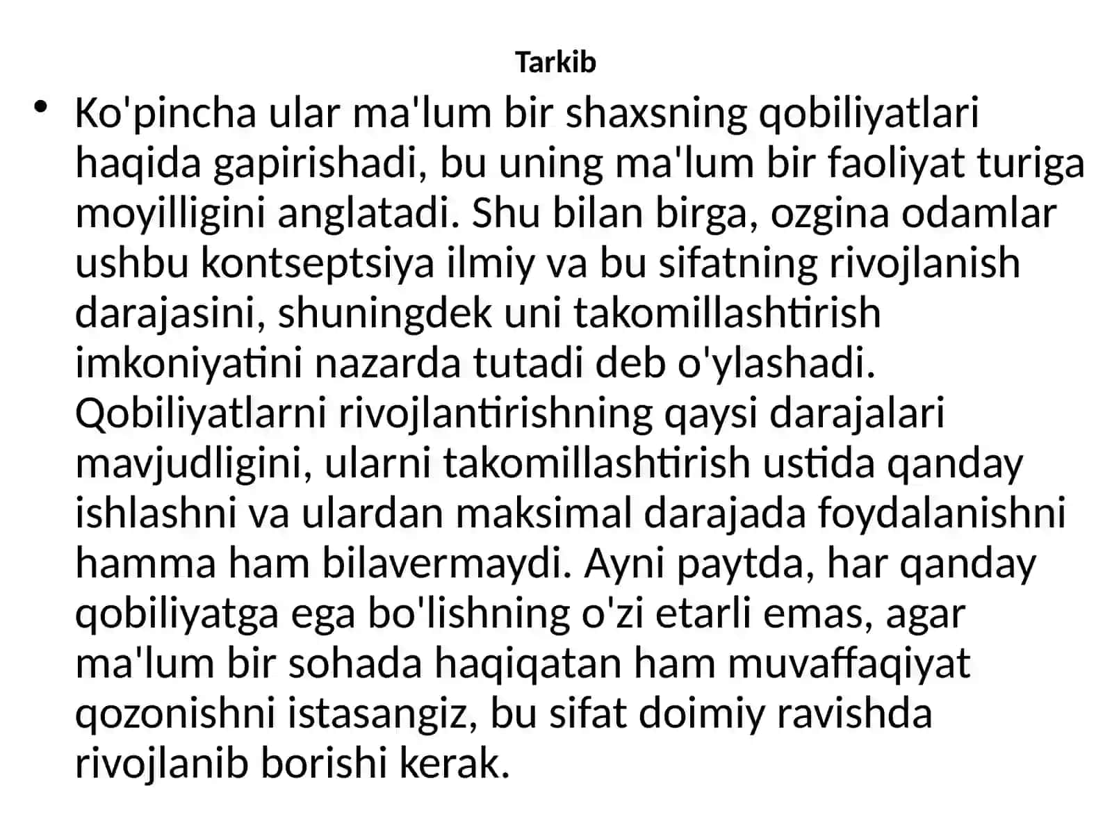 Qobiliyatlar rivojlanishi 2