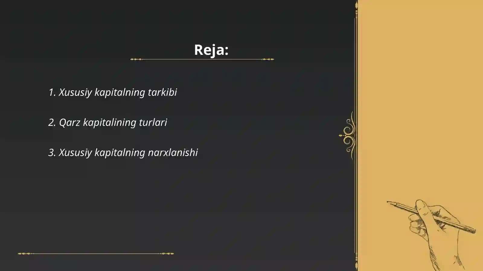Xususiy va qarz kapitalining baxosi 2