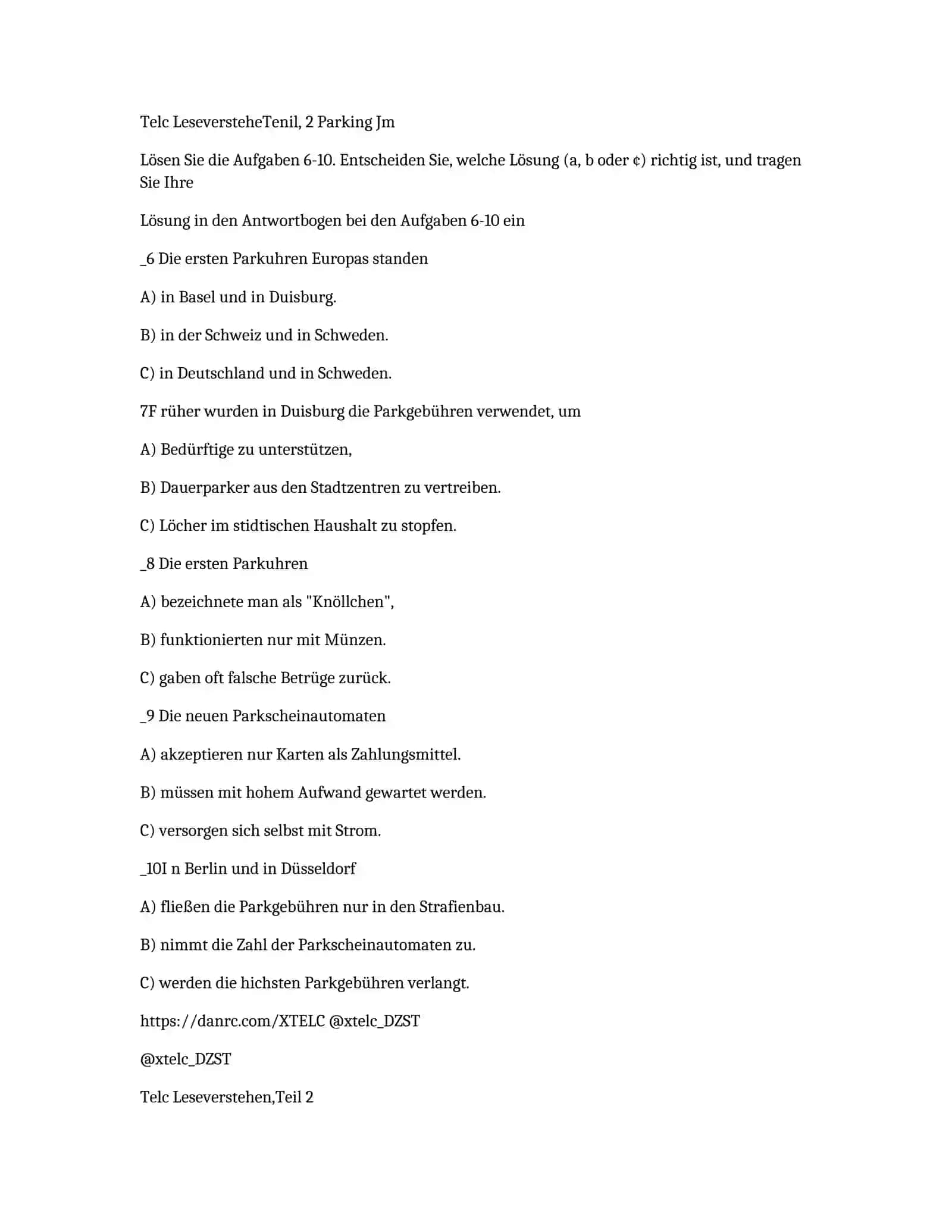Telc Leseverstehen Teil 2 2