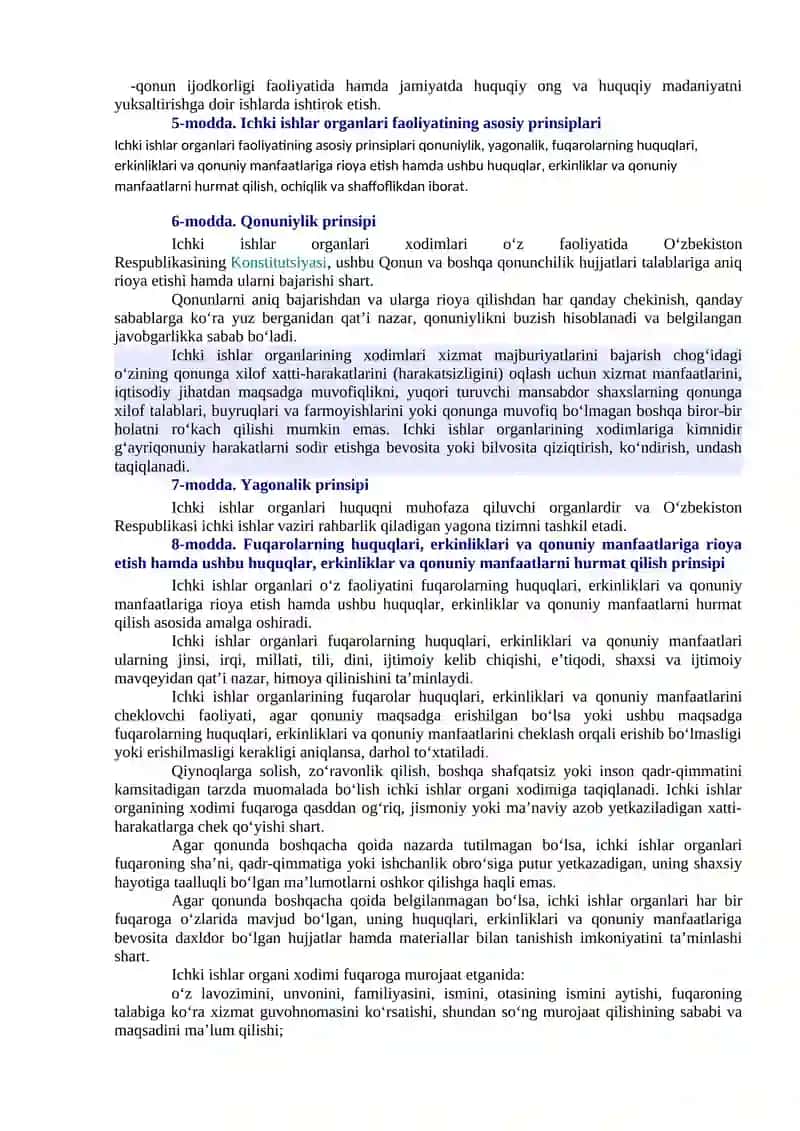 Ichki Ishlar Organlari To‘g‘risida 2